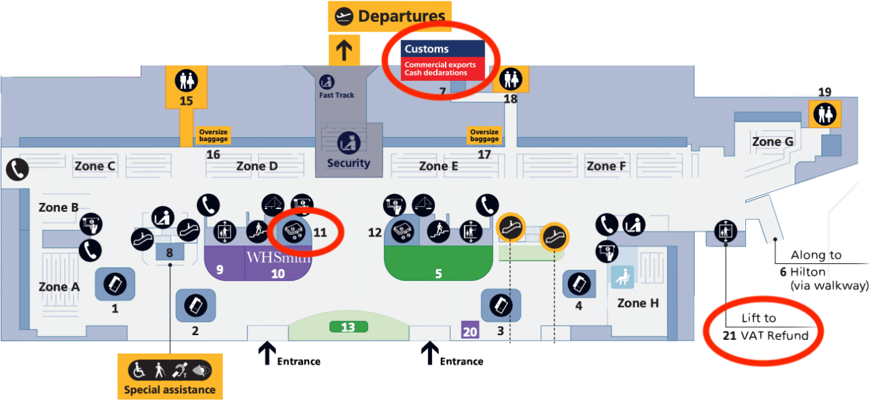 minimal traveler, vat refund, heathrow airport, terminal4 check-in lv2